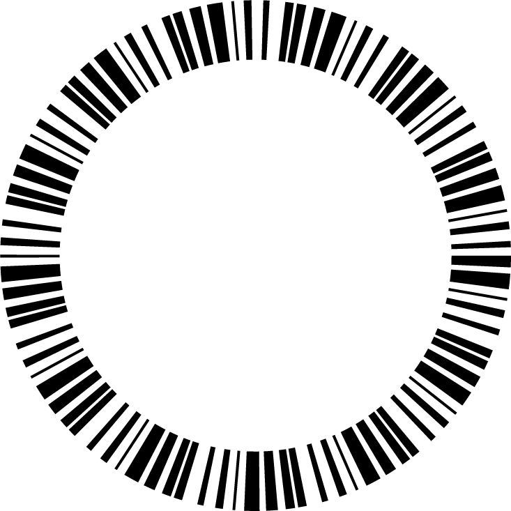 A circle on a white ground stroked with a dash pattern in black.