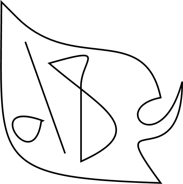 An abstract shape consisting of Bezier curve outlines.