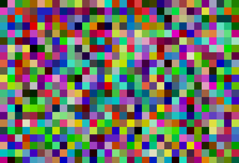 A grid of coloured squares, each row representing a Bitcoin transaction.